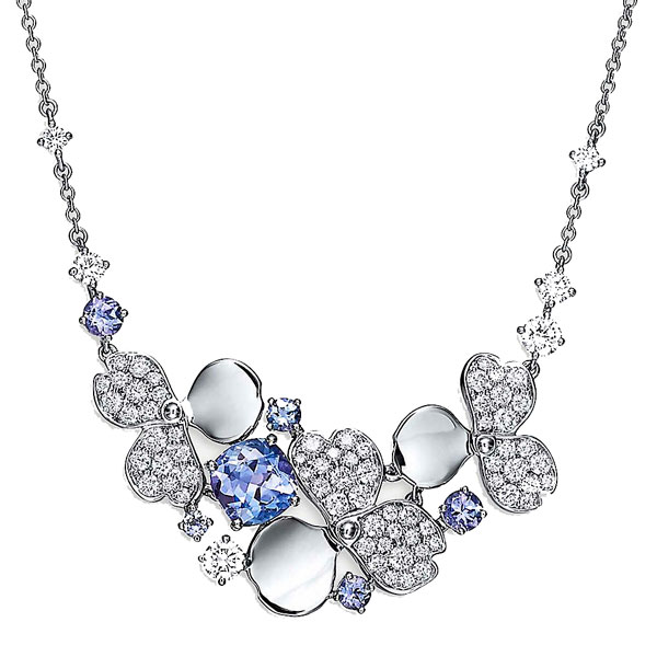 Tiffany Diamond & Tanzanite Cluster Necklace